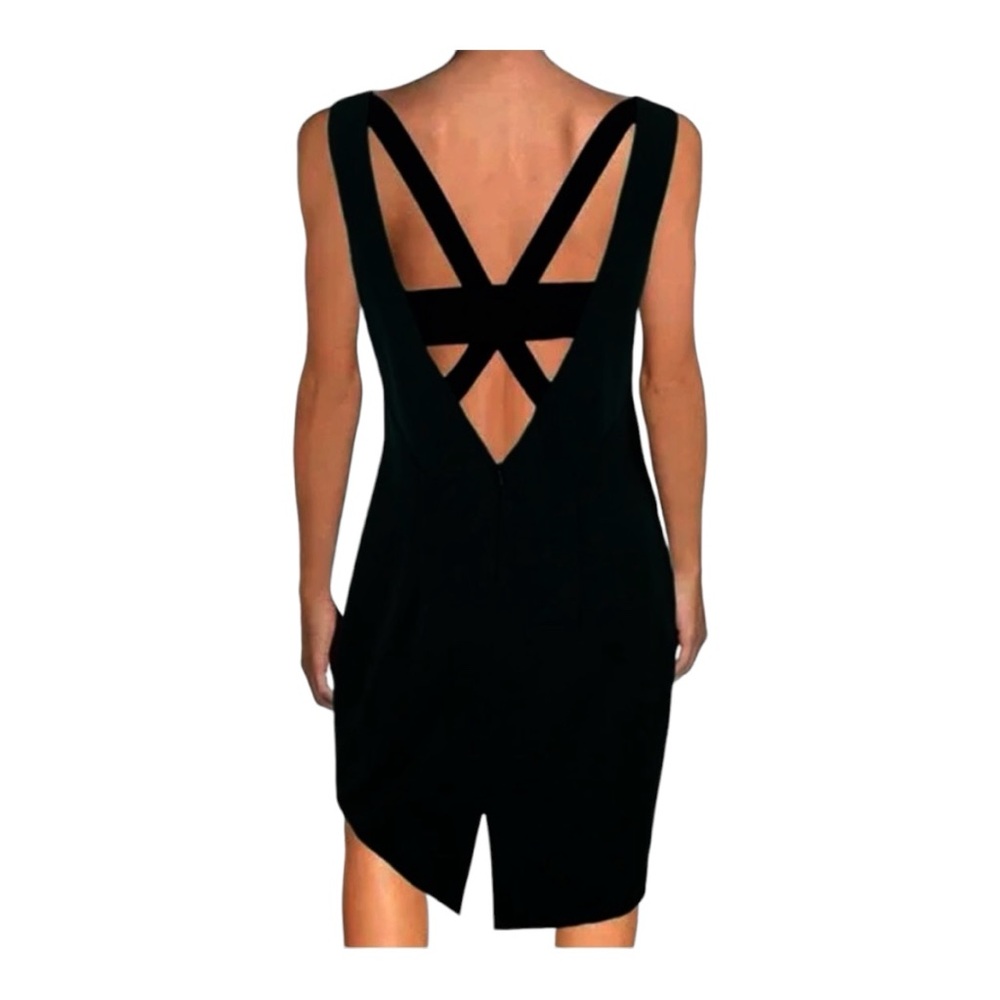 Black Halo Sheath with Cross Strappy Back Detail Dress